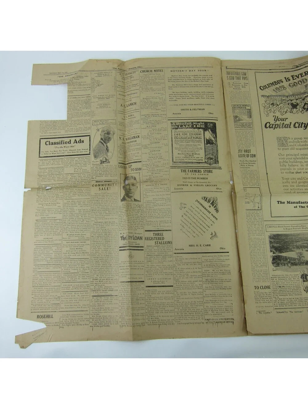 The Ansonian Newspaper Ansonia Darke County Ohio Thursday May 1928 Antique RARE